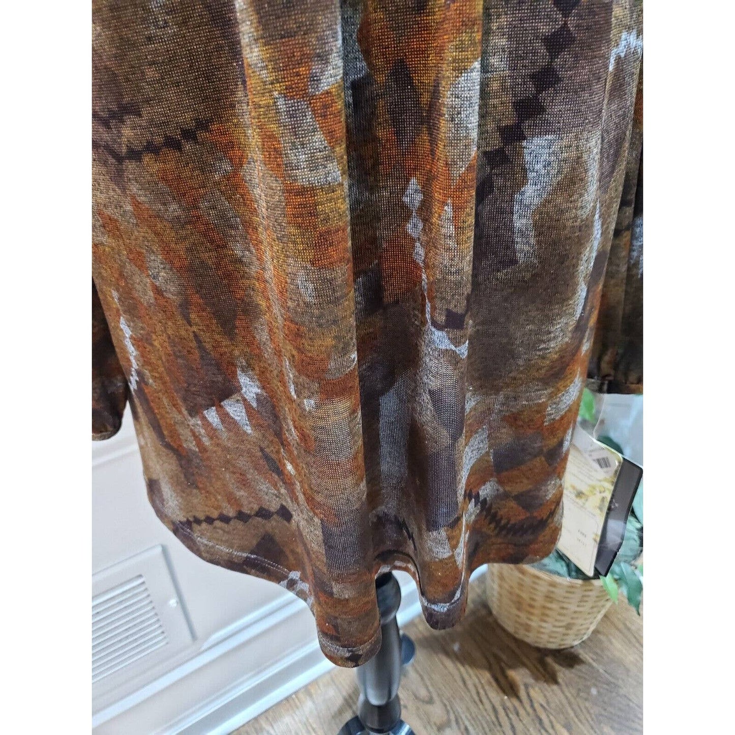 Lapis Women's Brown Polyester V-Neck Long Sleeve Knee Length Dress Size Large