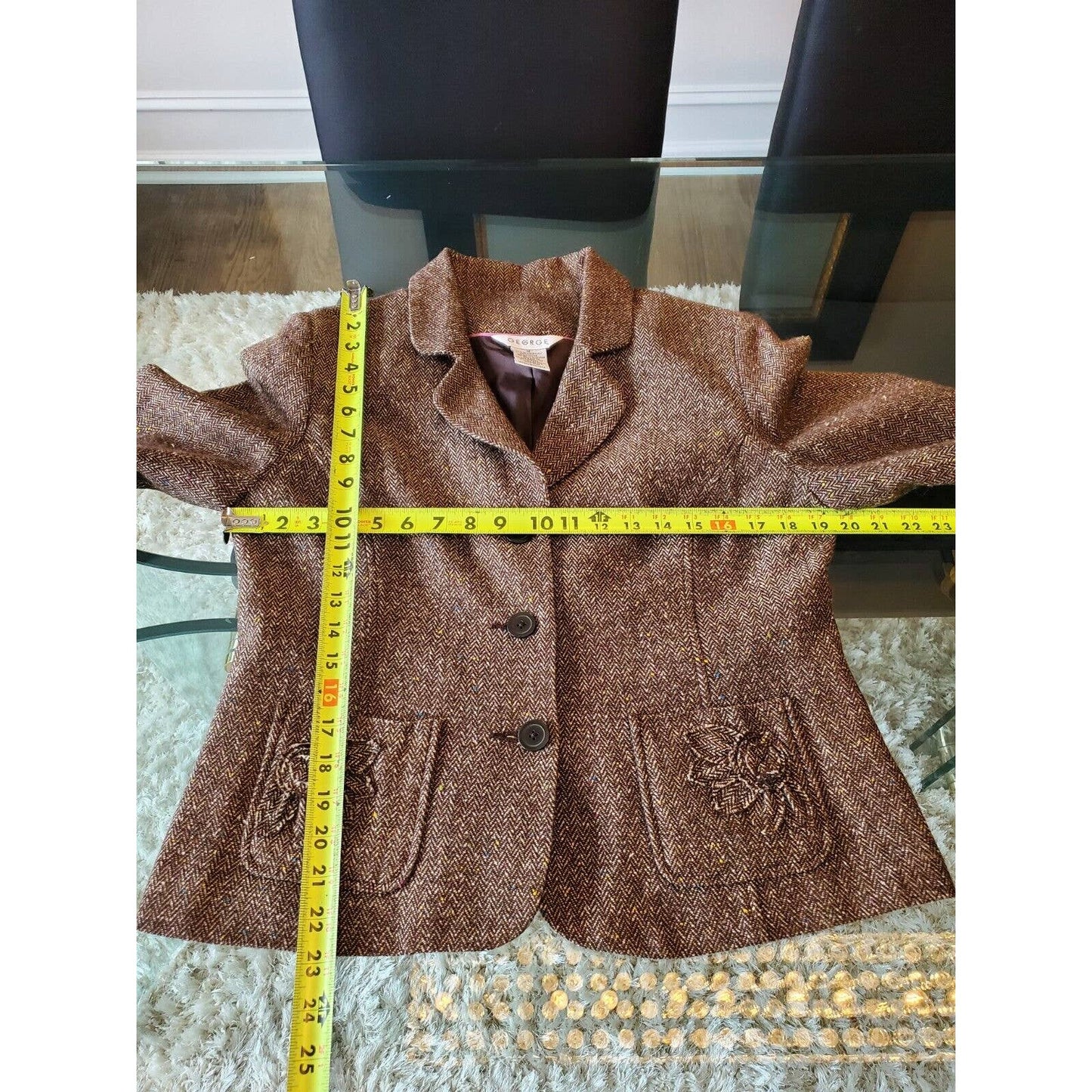 George Women's Brown Acrylic Long Sleeve Blazer & Pant 2 Pc's Suit Size 12