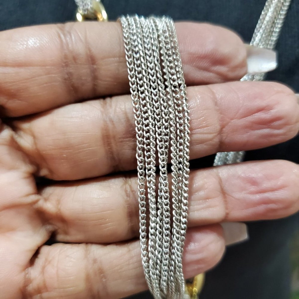 Women's Luxury Silver Tone Multilayer Long Link Chain Necklace