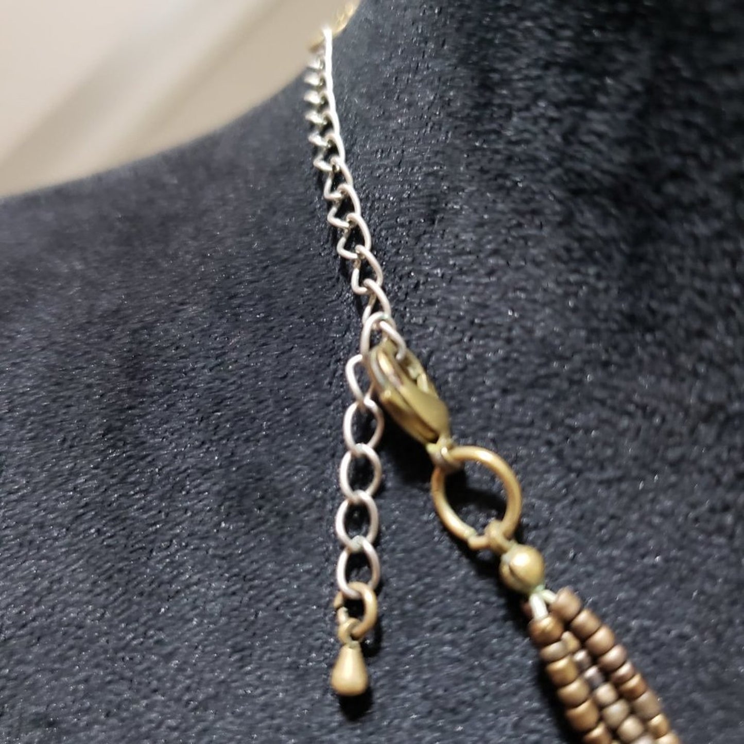 Womens Fashion Triple Strand Beaded Charm Collar Necklace with Lobster Clasp