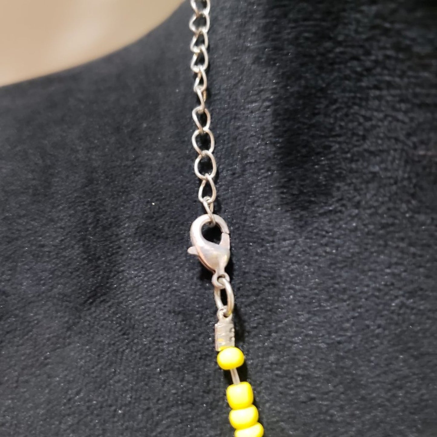 Womens Fashion Yellow Color Rhinestone Beaded Collar Necklace with Lobster Clasp
