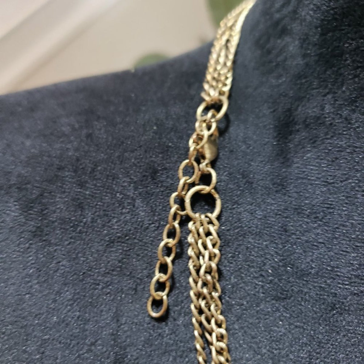 Women Gold Tone Multi-layer Chain Pendant Necklace Adorned w/ Metal Charm Tassel