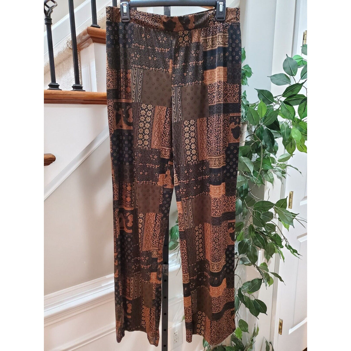 Jaclyn Smith Women's Brown Polyester Straight Leg Pull On Palazzo Pant Size L