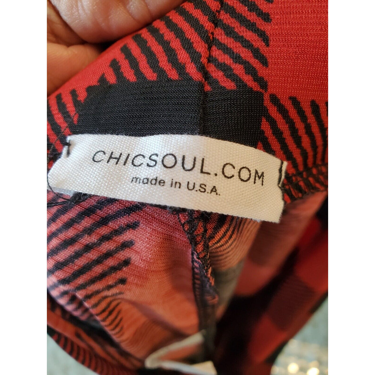 Chic Soul Womens Red Black Check Polyester Casual Elastic Waist Pants Size XL