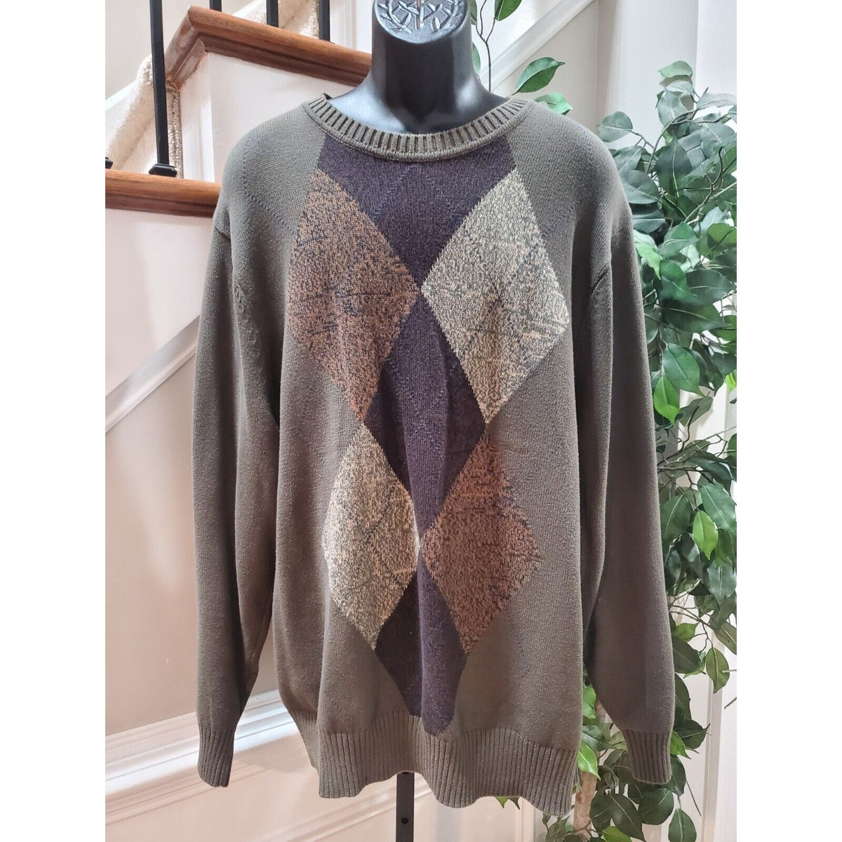 Dockers Men's Brown Cotton Long Sleeve Crew Neck Pullover Knit Sweater Size 2XL