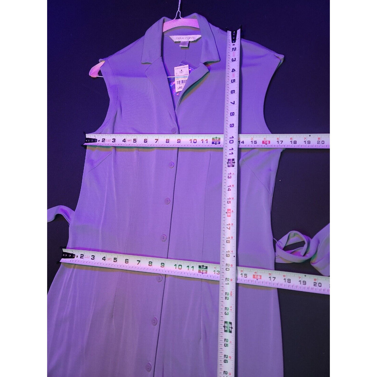 Casual Corner Women's Purple Rayon Neck Sleeveless Knee Length Dress Size Large