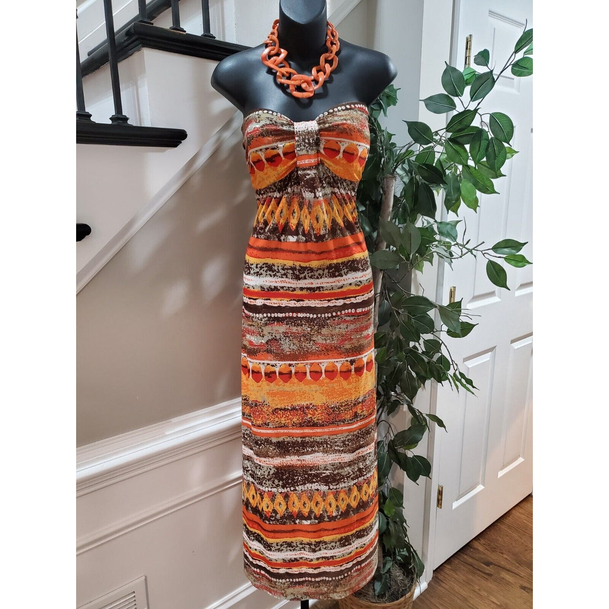 Chesley Womens Multicolor Polyester Off The Shoulder Long Maxi Dress Size Large