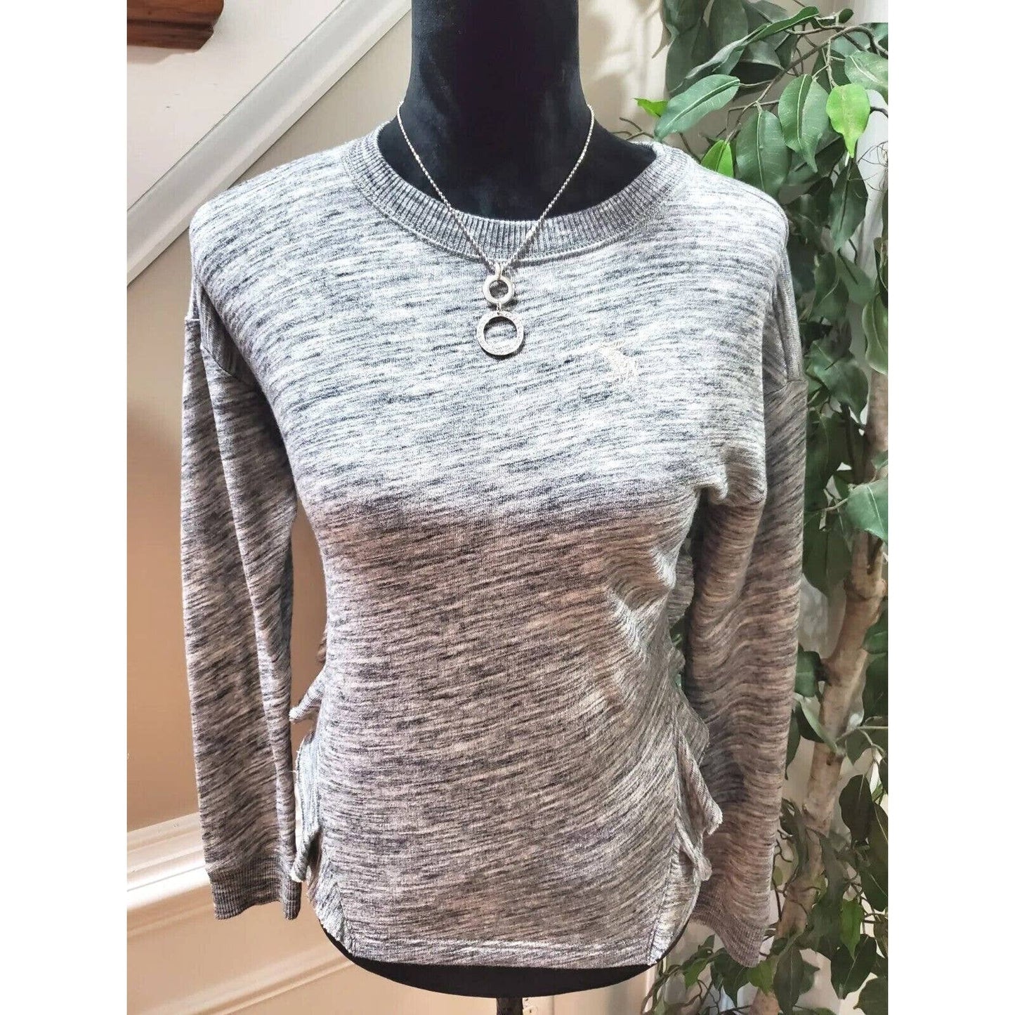 Abercrombie Women's Gray Cotton Round Neck Long Sleeve Pullover Knit Sweater S