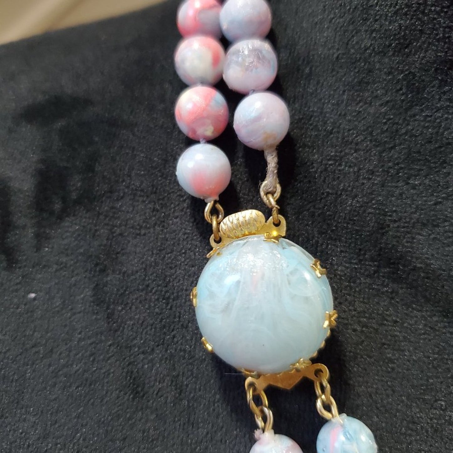 Women's Pink & White Two Layer Round Beaded Fashion Jewelry Necklace