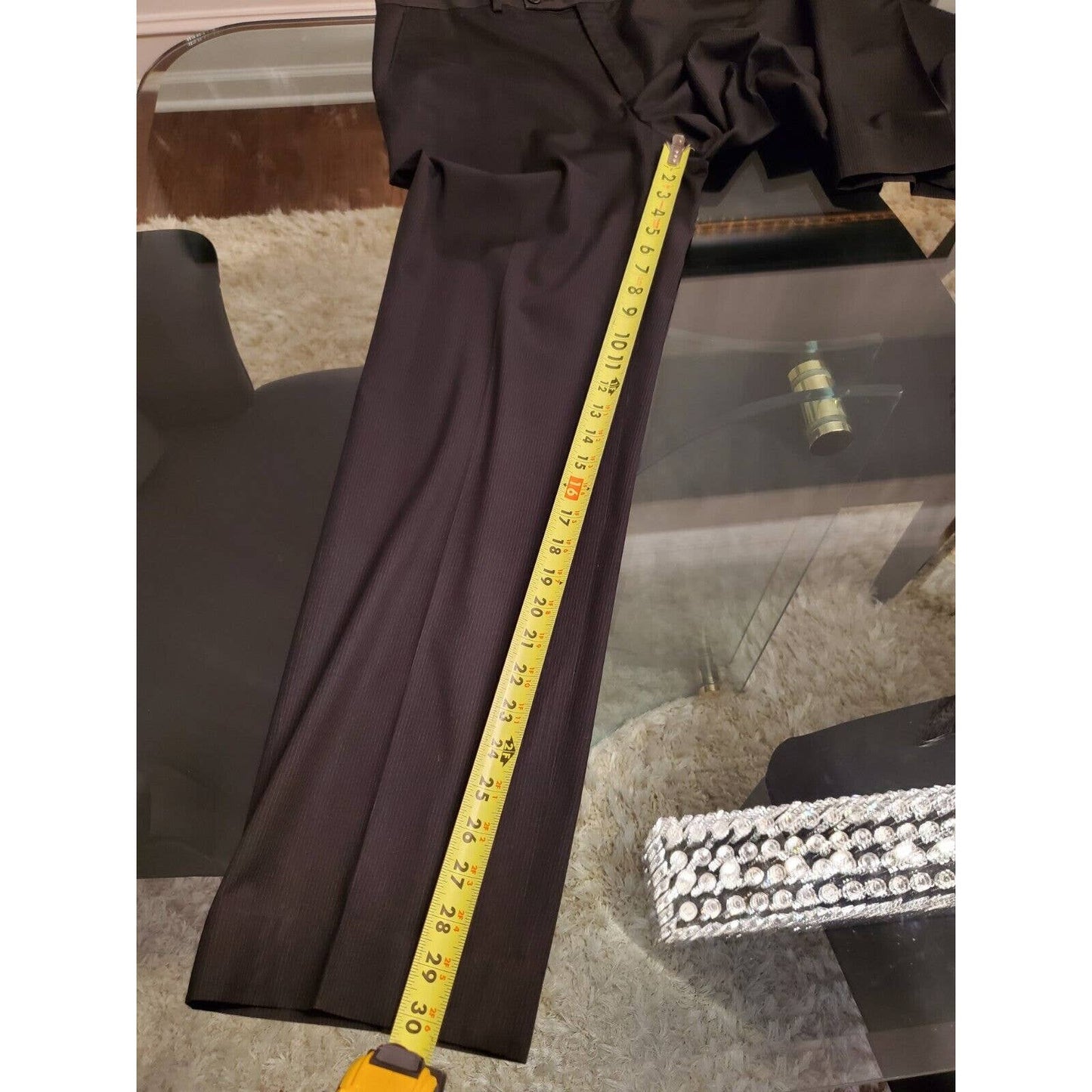 Giovani Men Black Polyester Single Breasted Fitted Blazer & Pant 2 Pc's Suit 52