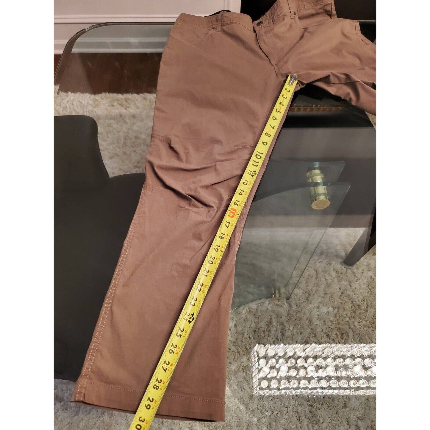 Swisstech Men's Solid Brown Cotton High Rise Straight Fit Casual Pants 36/30