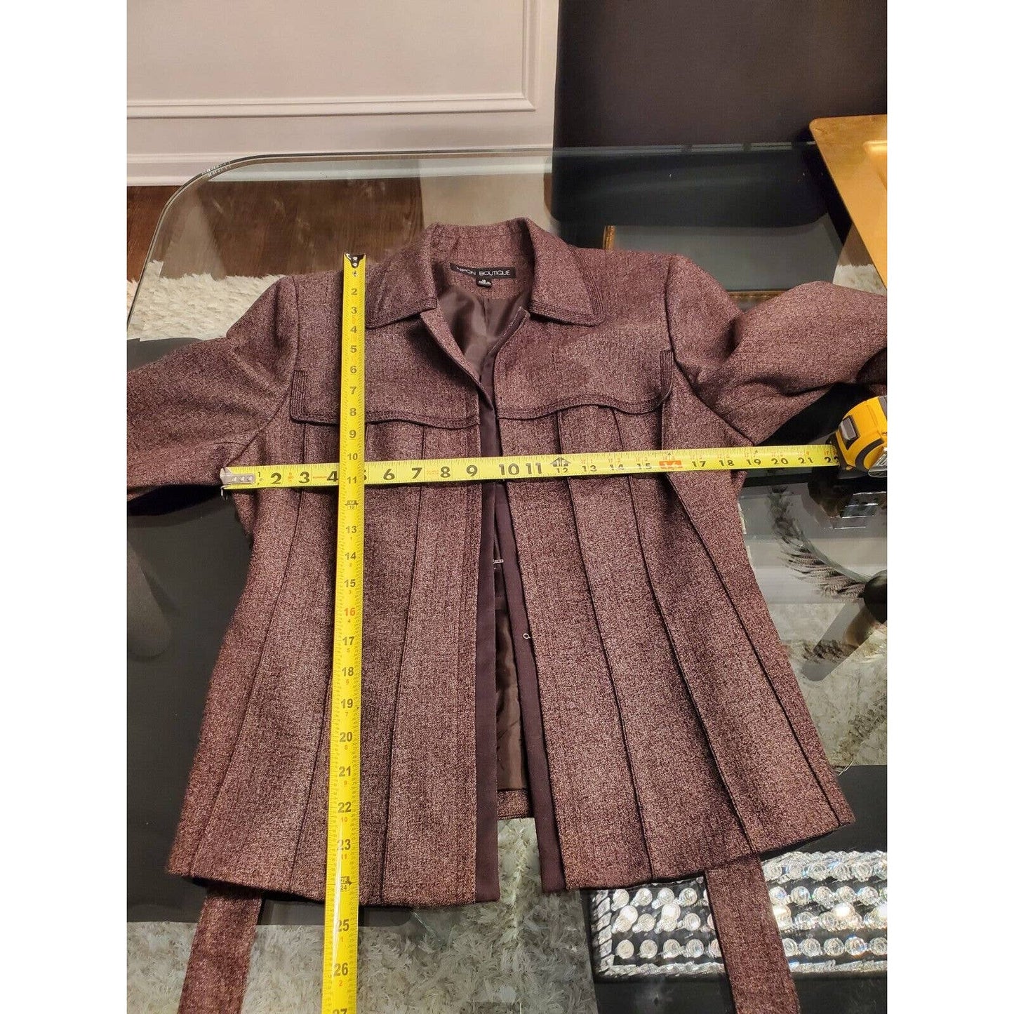 Nipon Boutique Brown Polyester Long Sleeve Single Breasted Jacket Blazer 12