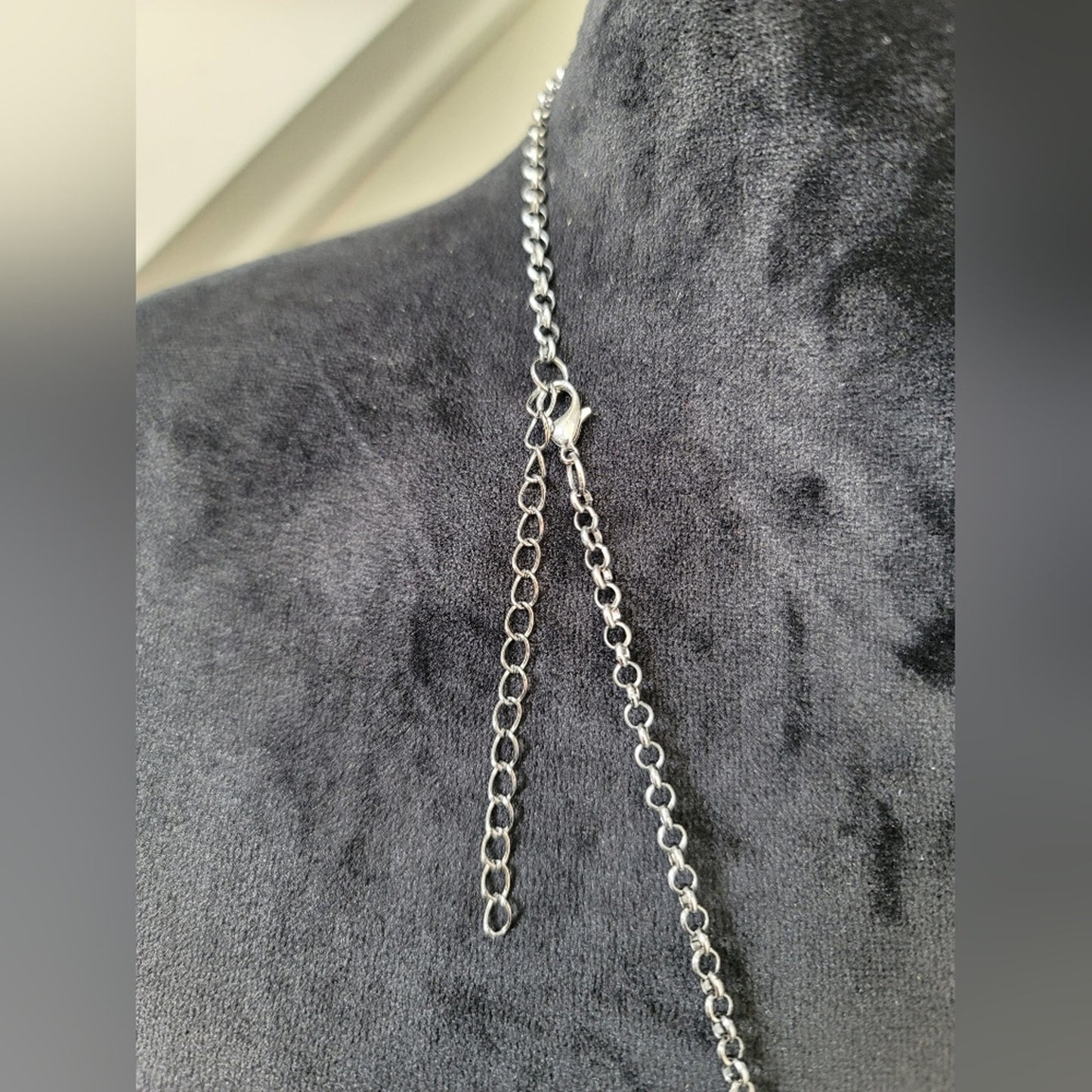 Long Pewter Iridescent Fashion Necklace