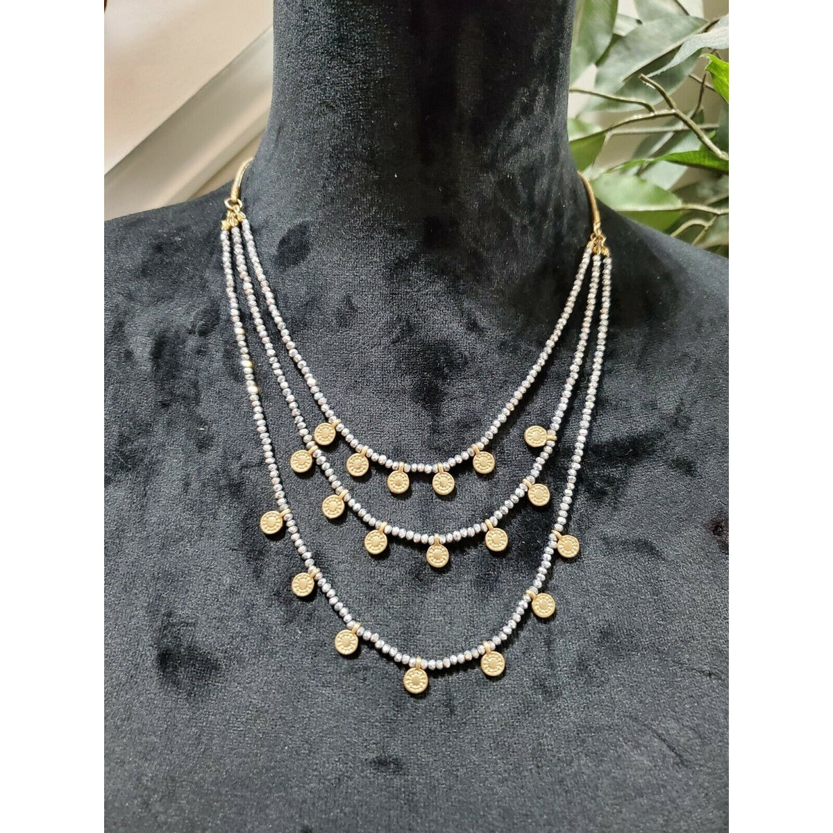 Women's Gold Coin Necklace with Tassel End
