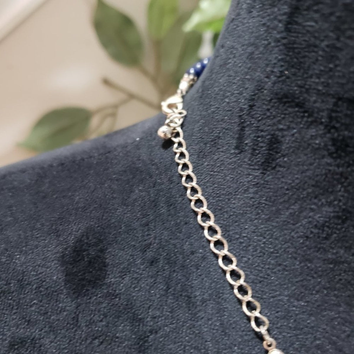 Womens Fashion Blue Pearls Stones Beaded Collar Necklace with Lobster
