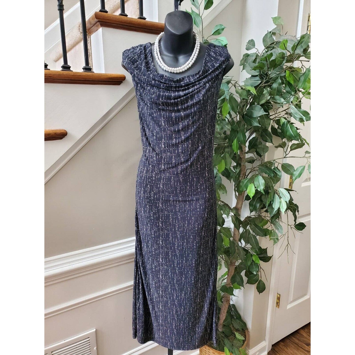 The Limited Women's Black Cotton Cowl Neck Sleeveless Casual Long Maxi Dress L