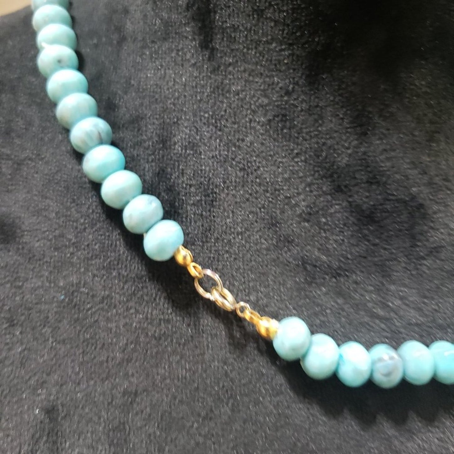 Women's Blue & Gold Round Shape Beaded Statement Lobster Clasp Necklace