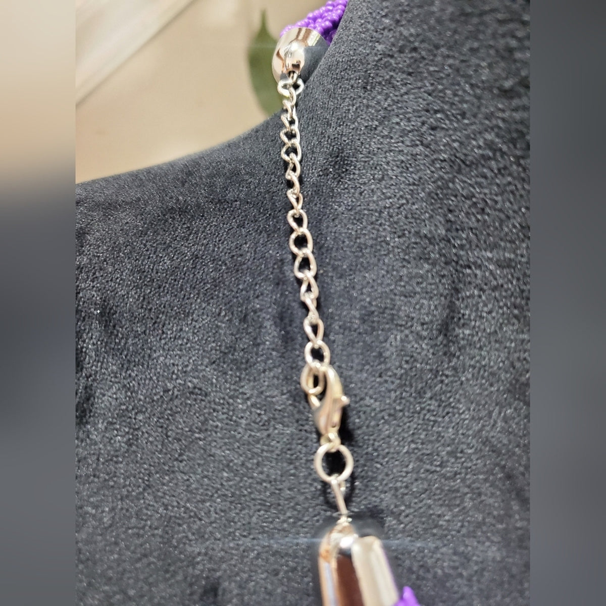 Double Purple Bead Seed Necklace