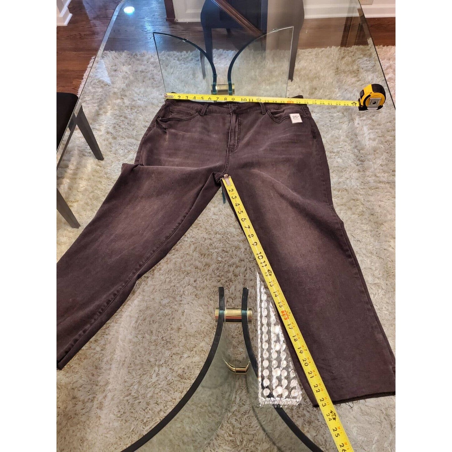 Times & Tru Women's Gray Denim Cotton High Rise Straight Fit Jeans Pant Size 18