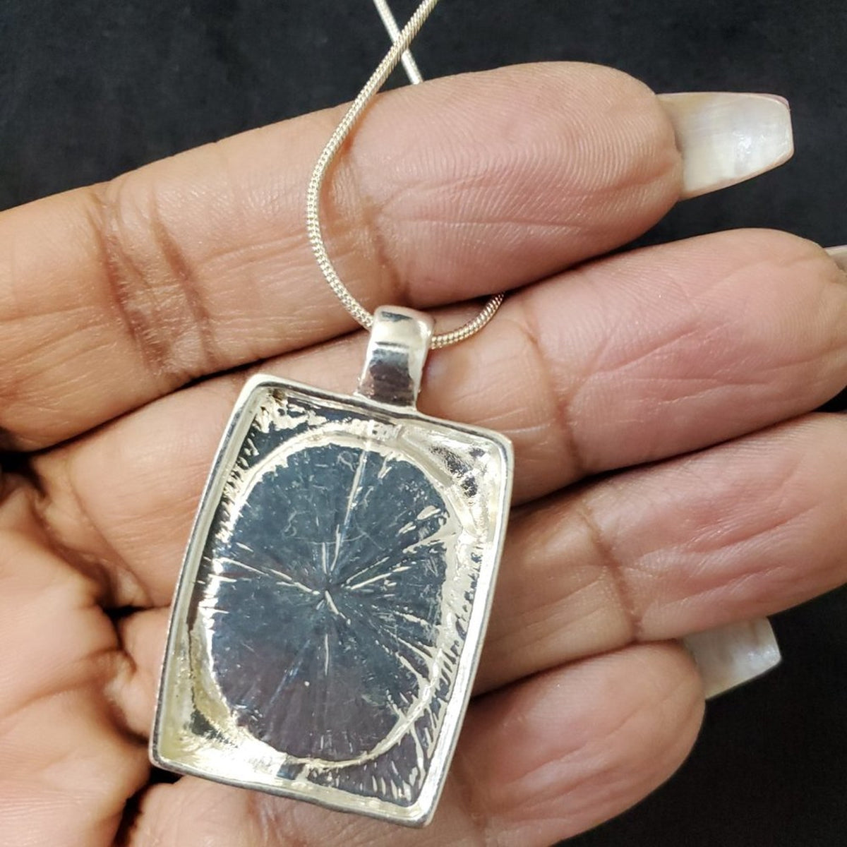 Womens Sky Blue Fiber Optic Stone with Lobster Clasp Pendant Necklace