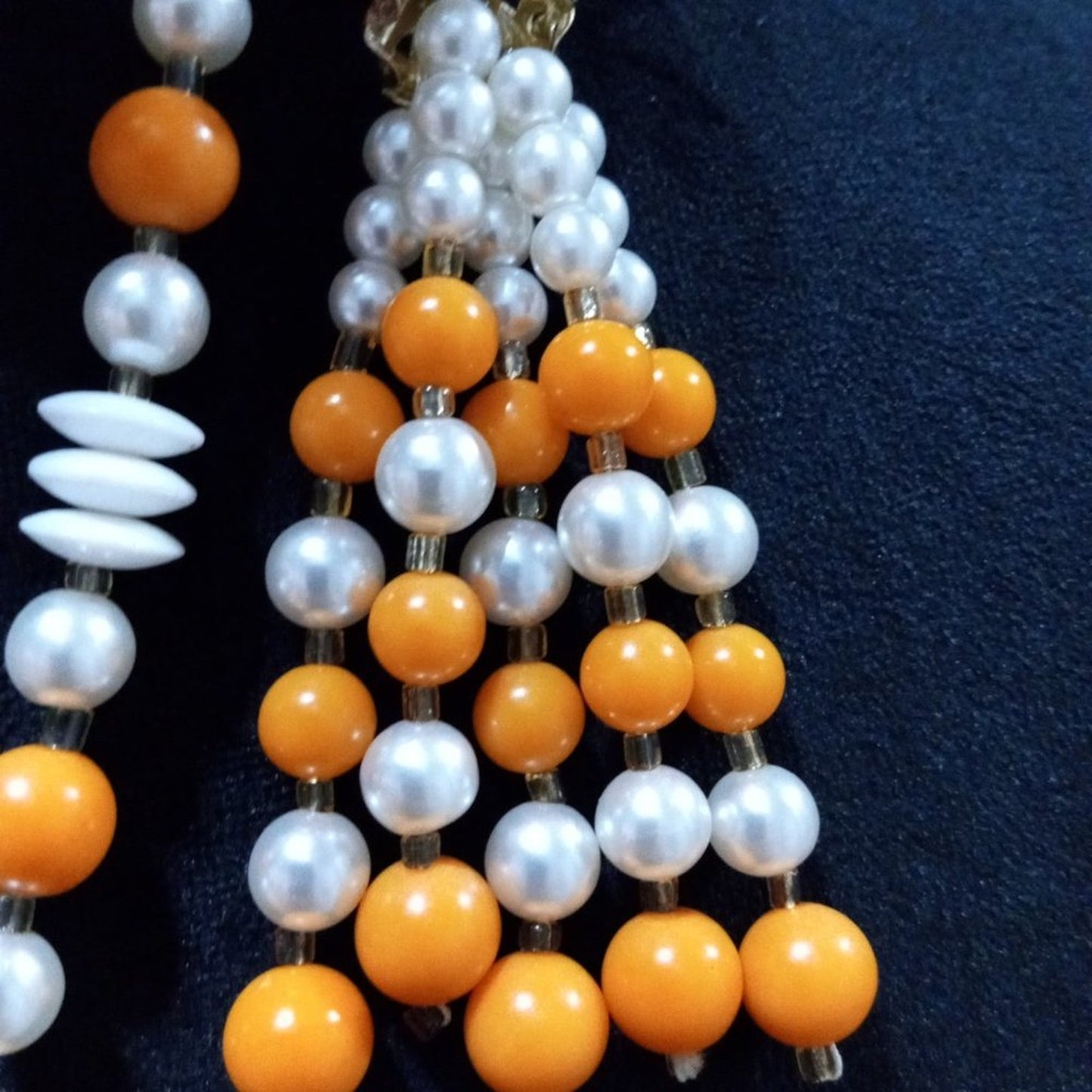 Womens Fashion White & Yellow Freshwater Pearl Beaded Fringe Collar Necklace