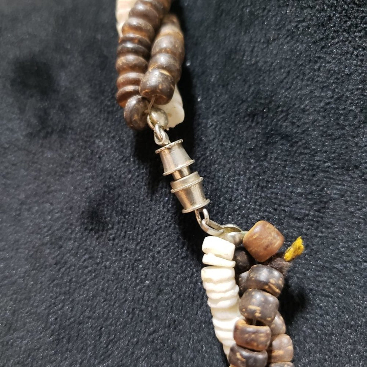 Womens Fashion Wooden & Glass Beaded Braided Collar Necklace with Magnetic Clasp