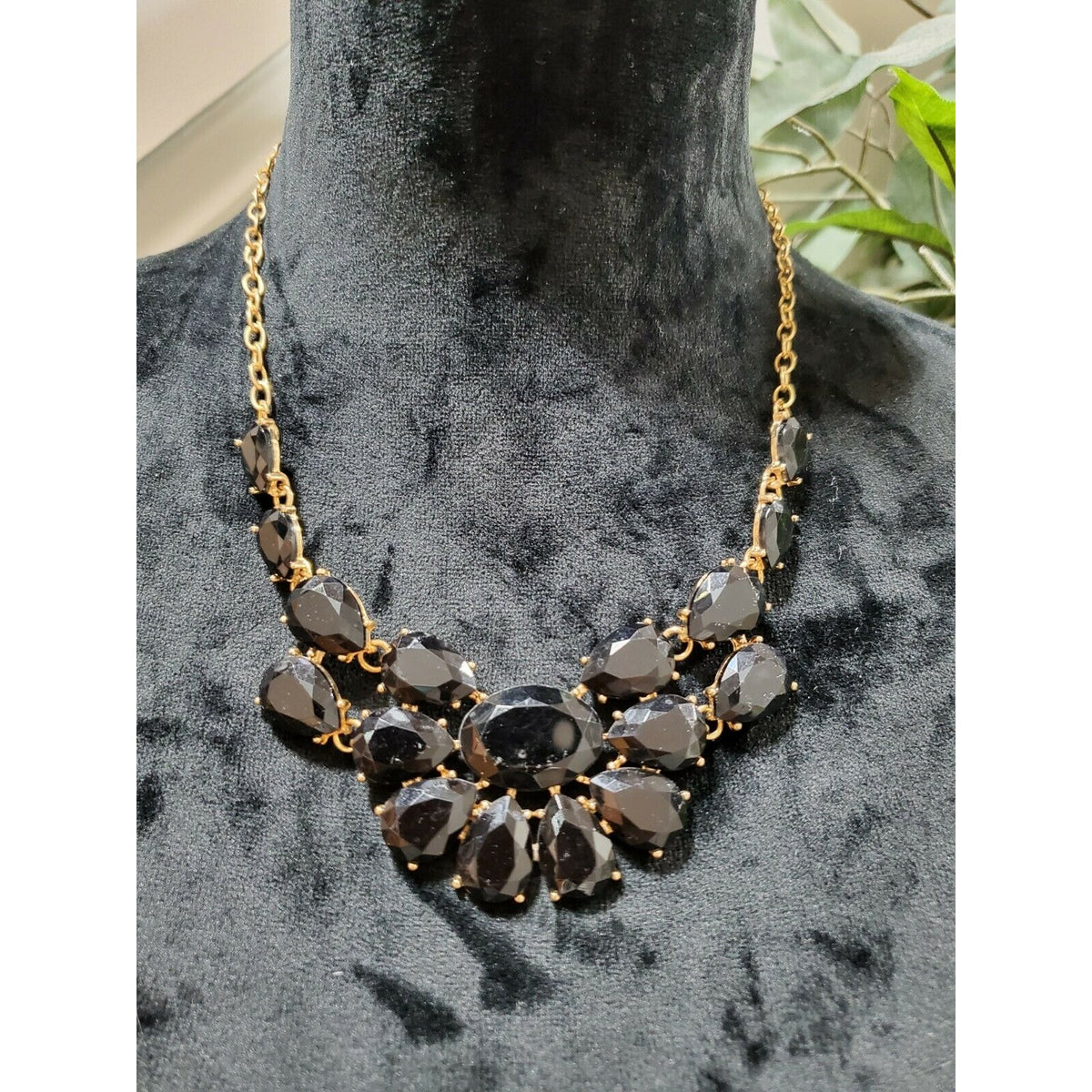 Black Stone Statement Necklace