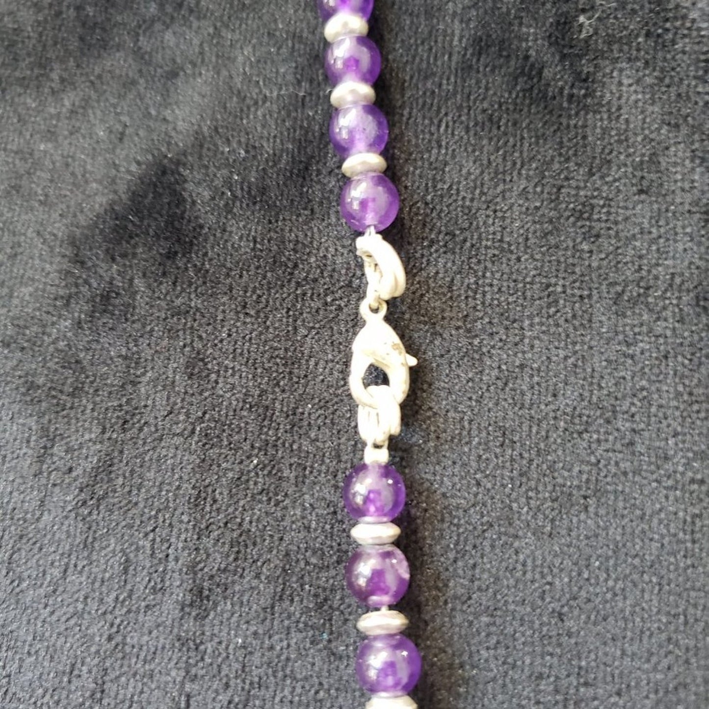Womens Fashions Purple Amethyst Round Gems Teardrop Necklace with Lobster Clasp