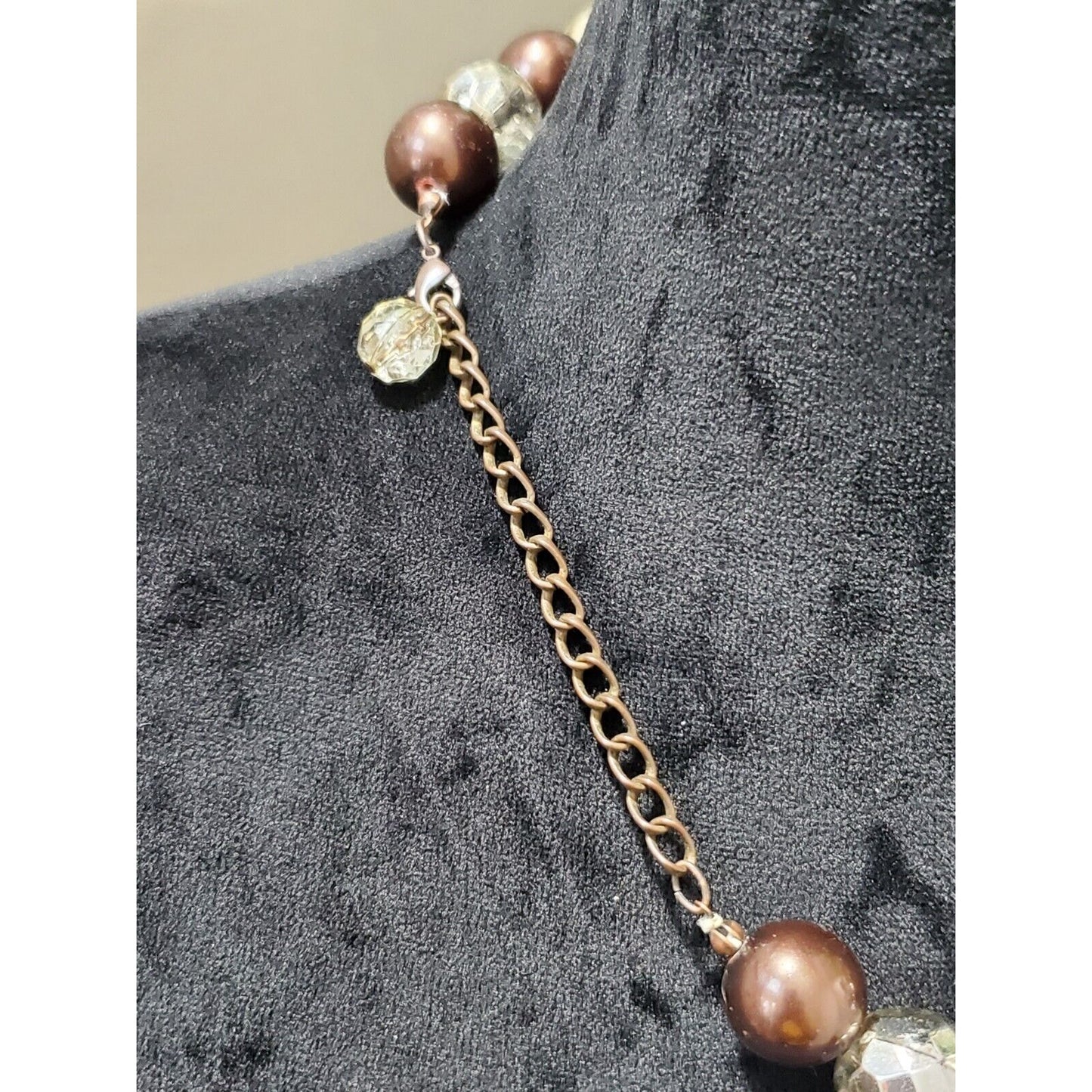Women's Faux Pearl Round Bubble Glitzy Topaz Rhinestone Beaded Stylish Necklace
