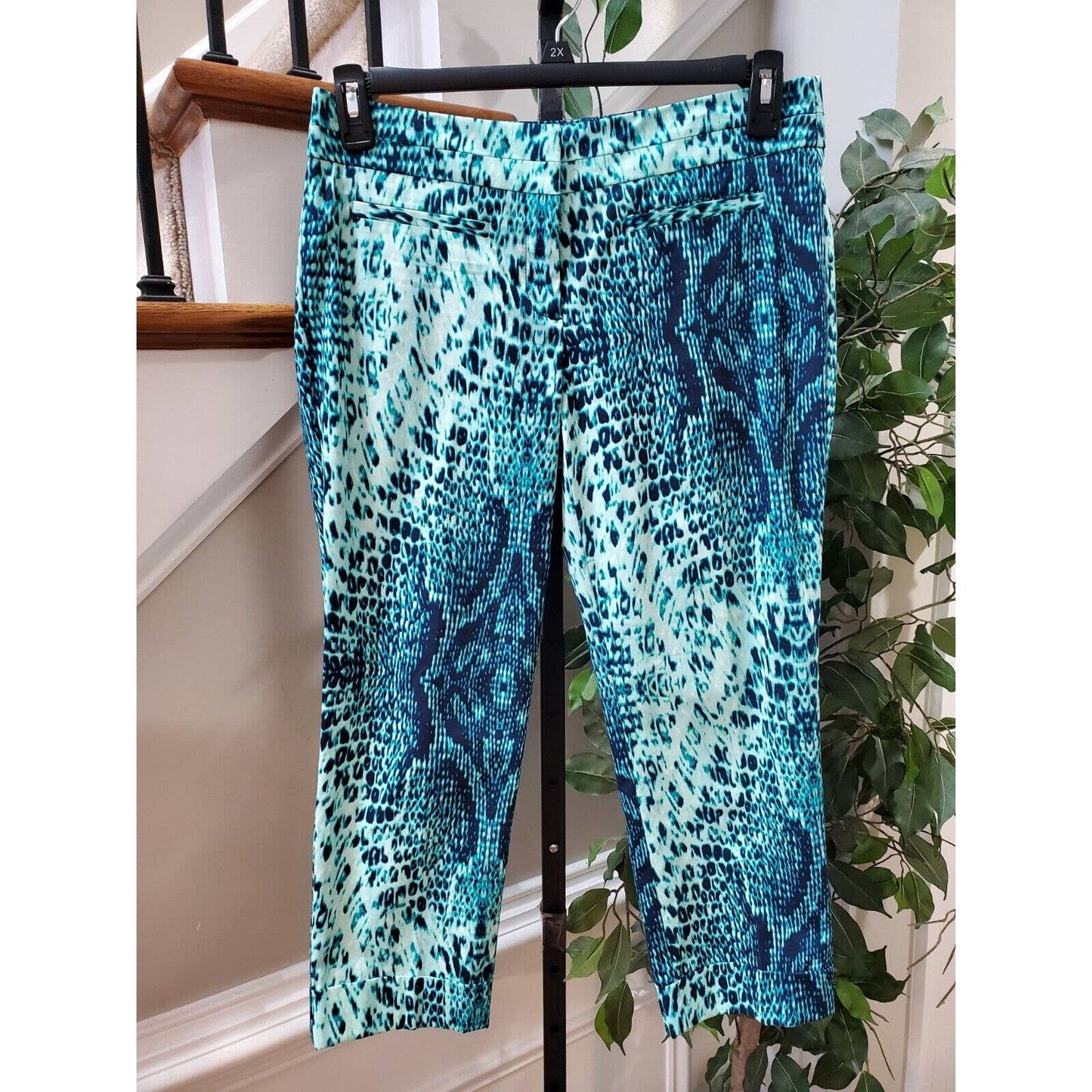 NY & Company Multicolor Rayon Zipper Mid Rise Comfort Waist Trouser Pant 6