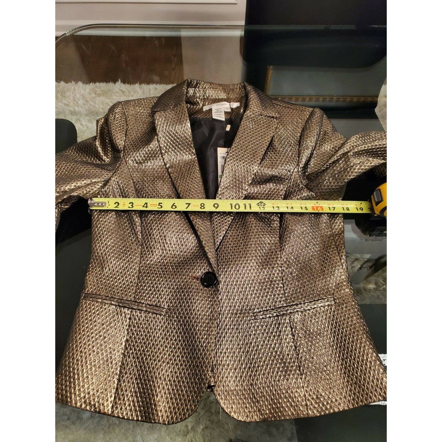 Studio M Women's Brown Polyester Single Breasted Fitted Casual Blazer Size Large