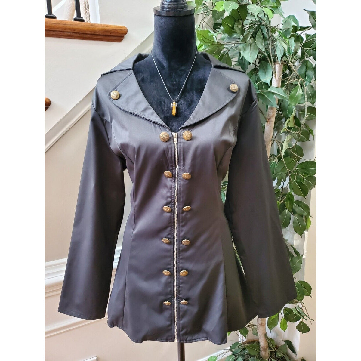 Dominion Women Black Long Sleeve Casual Front Full Zipper Jacket Blazer Size XL