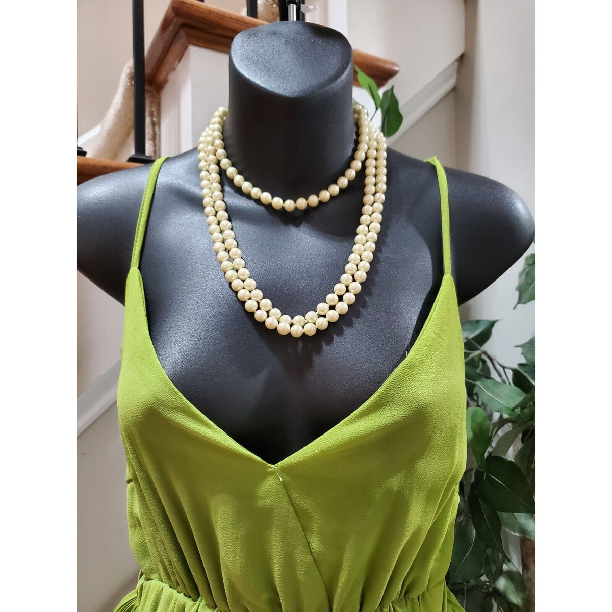 Women Sleeveless Pleated Layered Ruffled Summer Beach V-Neck Long Tiered Dress S
