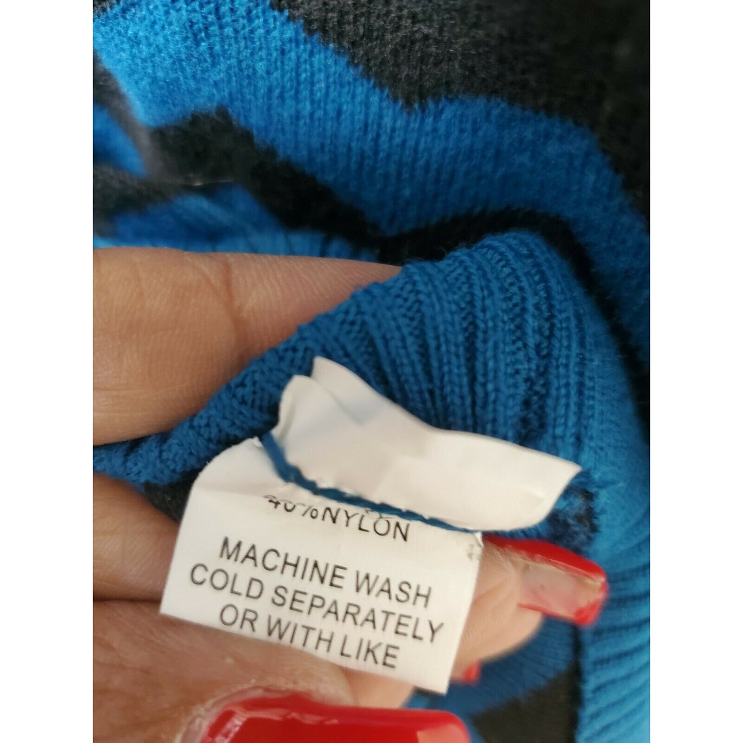 Jon & Anna Blue & Black Women's Cotton Round Neck Long Sleeve Soft Sweaters