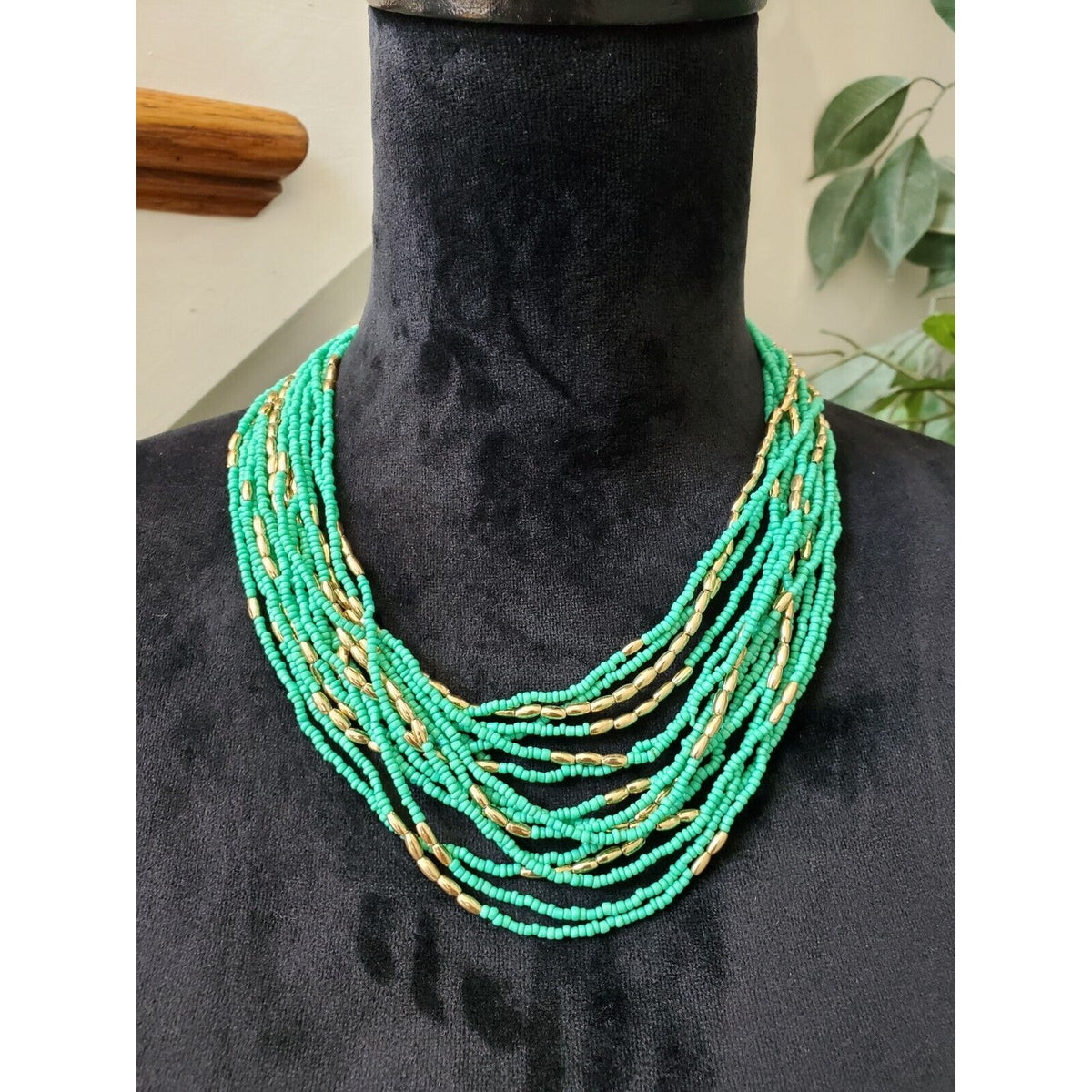 Charming Charlie Blue Multi Layered Seed Bead Fashion Jewelry Necklace
