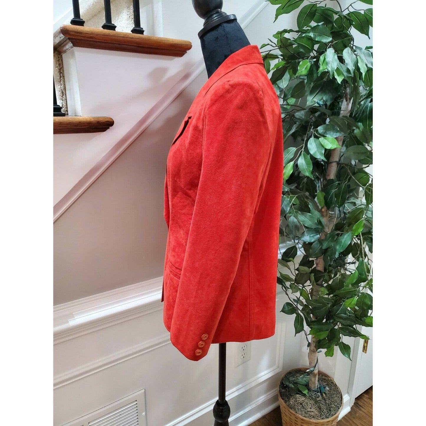 Vintage Count Romi Solid Red Single Breasted Long Sleeve Fitted Blazer Size 10