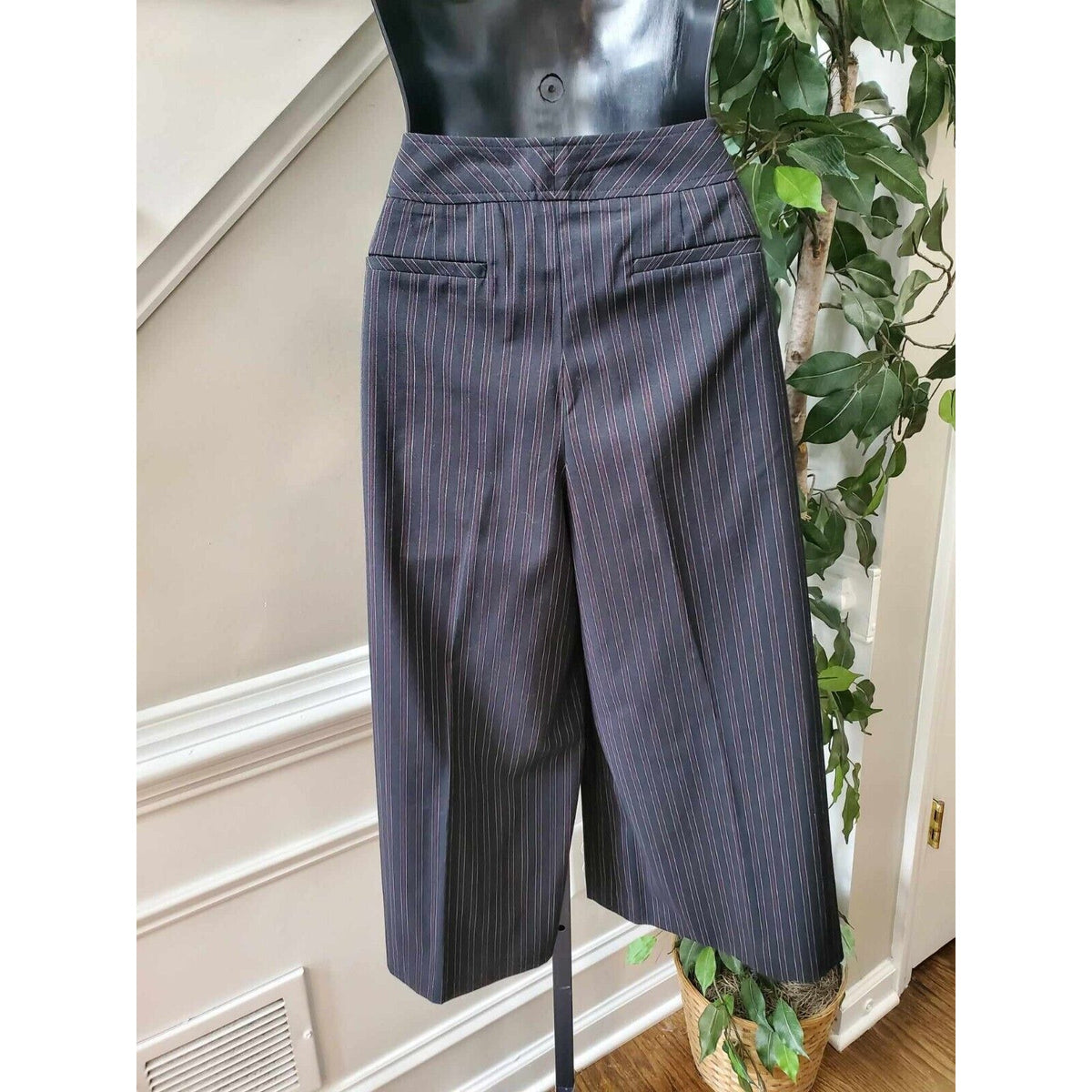 Covington Blue Striped Polyester Single Breasted Blazer & Skirt 2 Piece Suit 10
