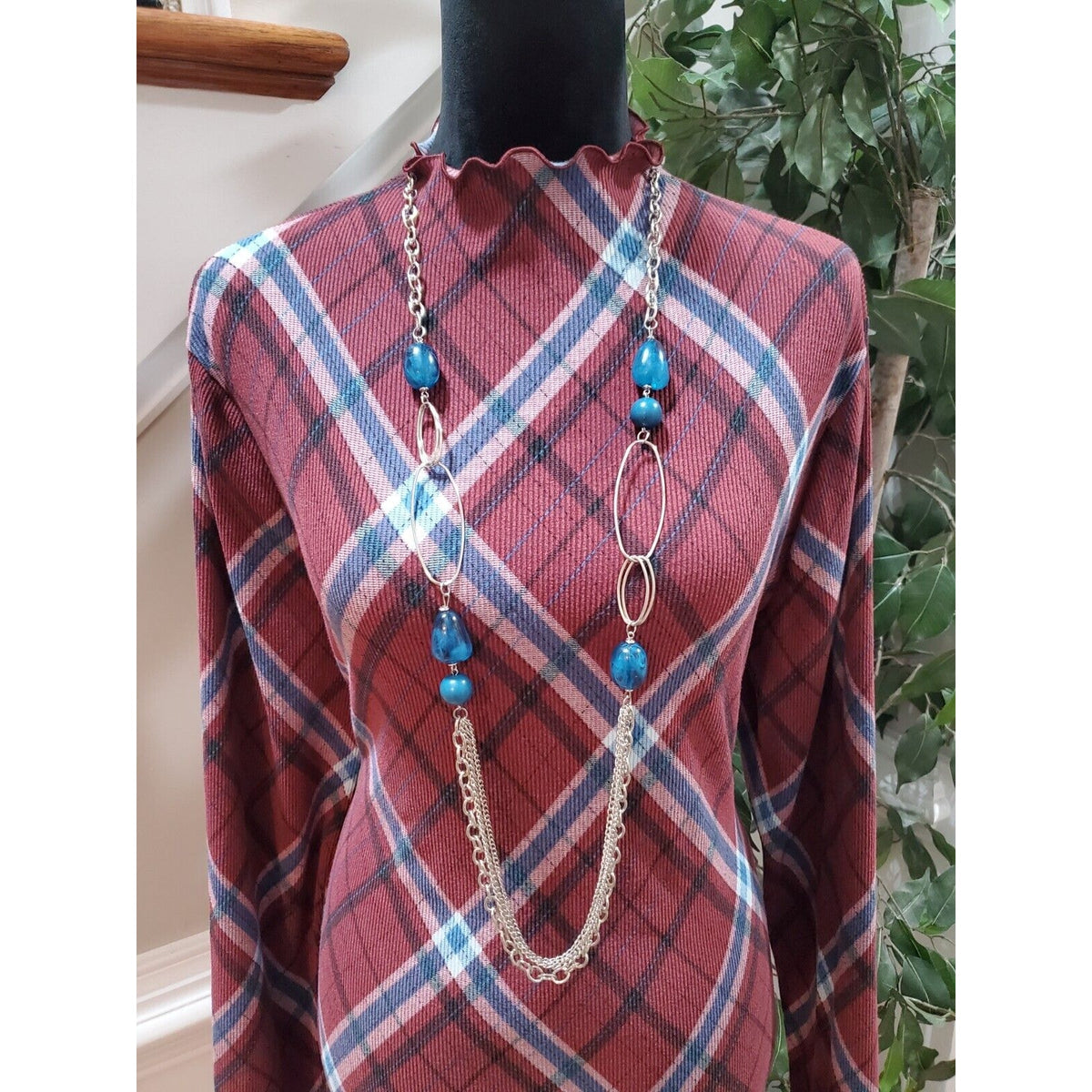 So Women's Multicolor Polyester Mock Neck Long Sleeve Knee Length Dress Size 2XL