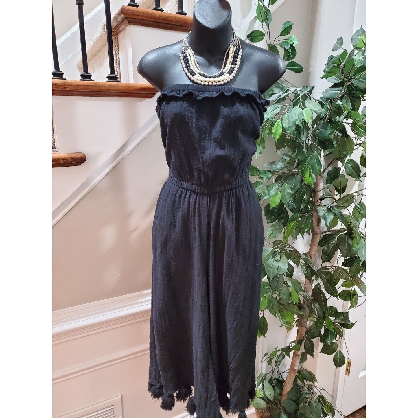 Surf Gypsy Women's Black 100% Cotton Off the Shoulder Casual Jumpsuits Size S