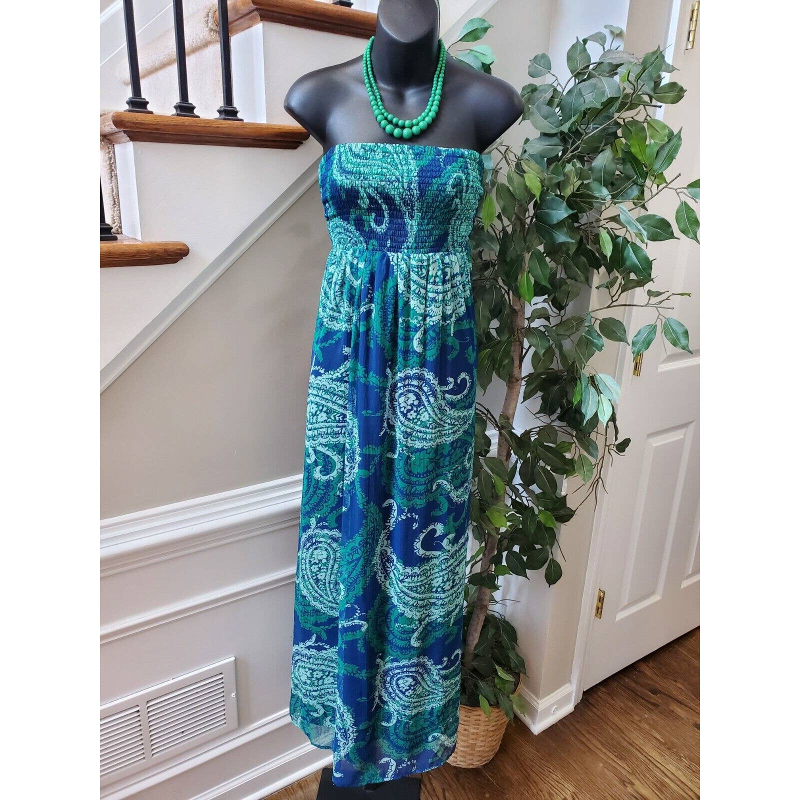 old navy green maxi dress Women's Blue & Polyester Off The Shoulder Long Dre – Carissa's Closet WGA Size:UK 4 (Buy Now) or holiday evenings Silver Tassel Bandage Black