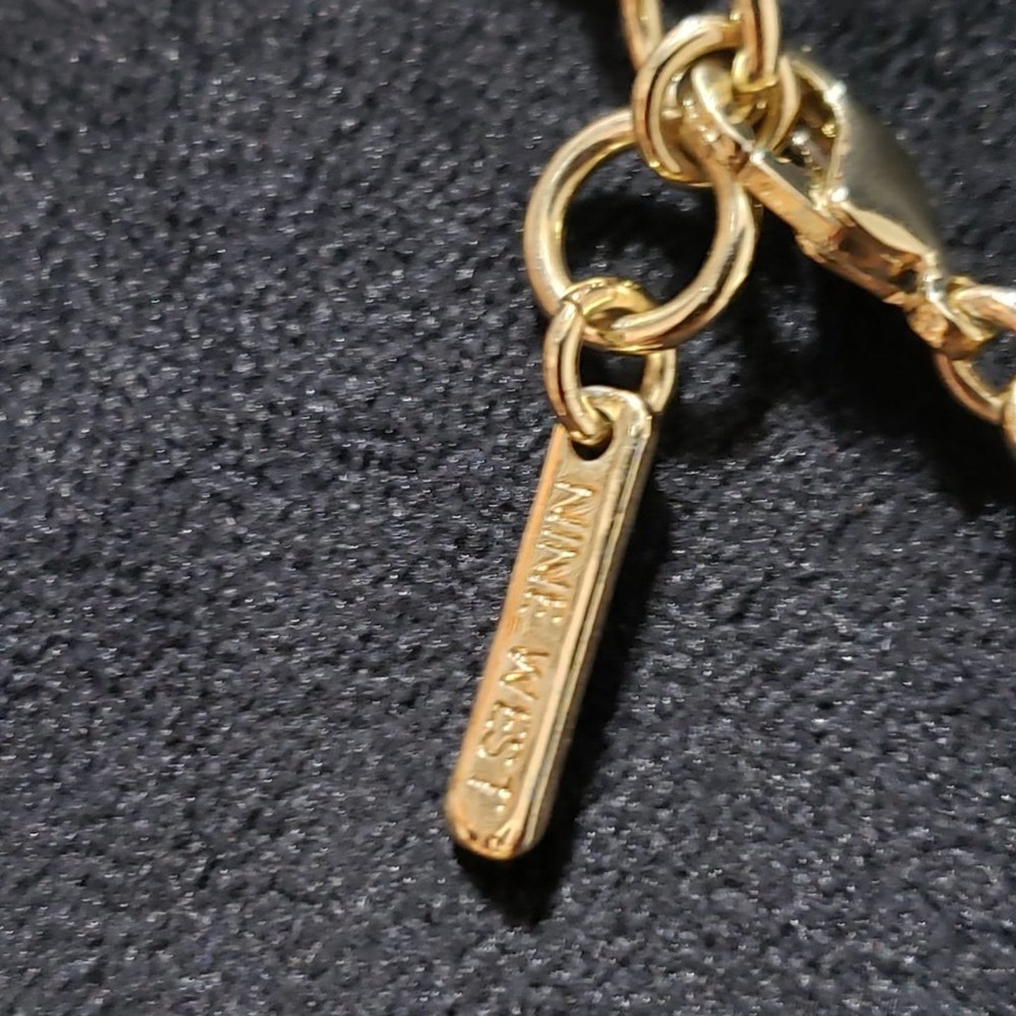 Nine West Women's Vintage Gold and Pink Necklace with Rectangular Stones