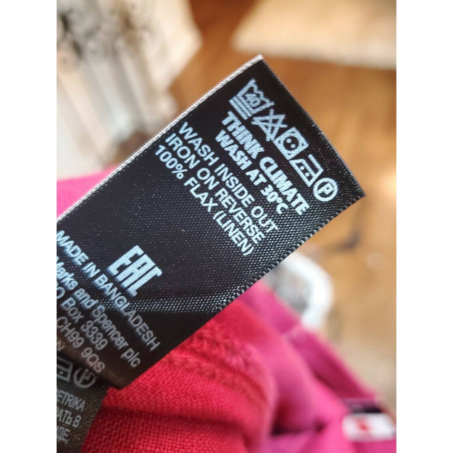 M&S Collection Women Pink 100% Linen Mid Rise Pull On Wide Legs Regular Pants 18