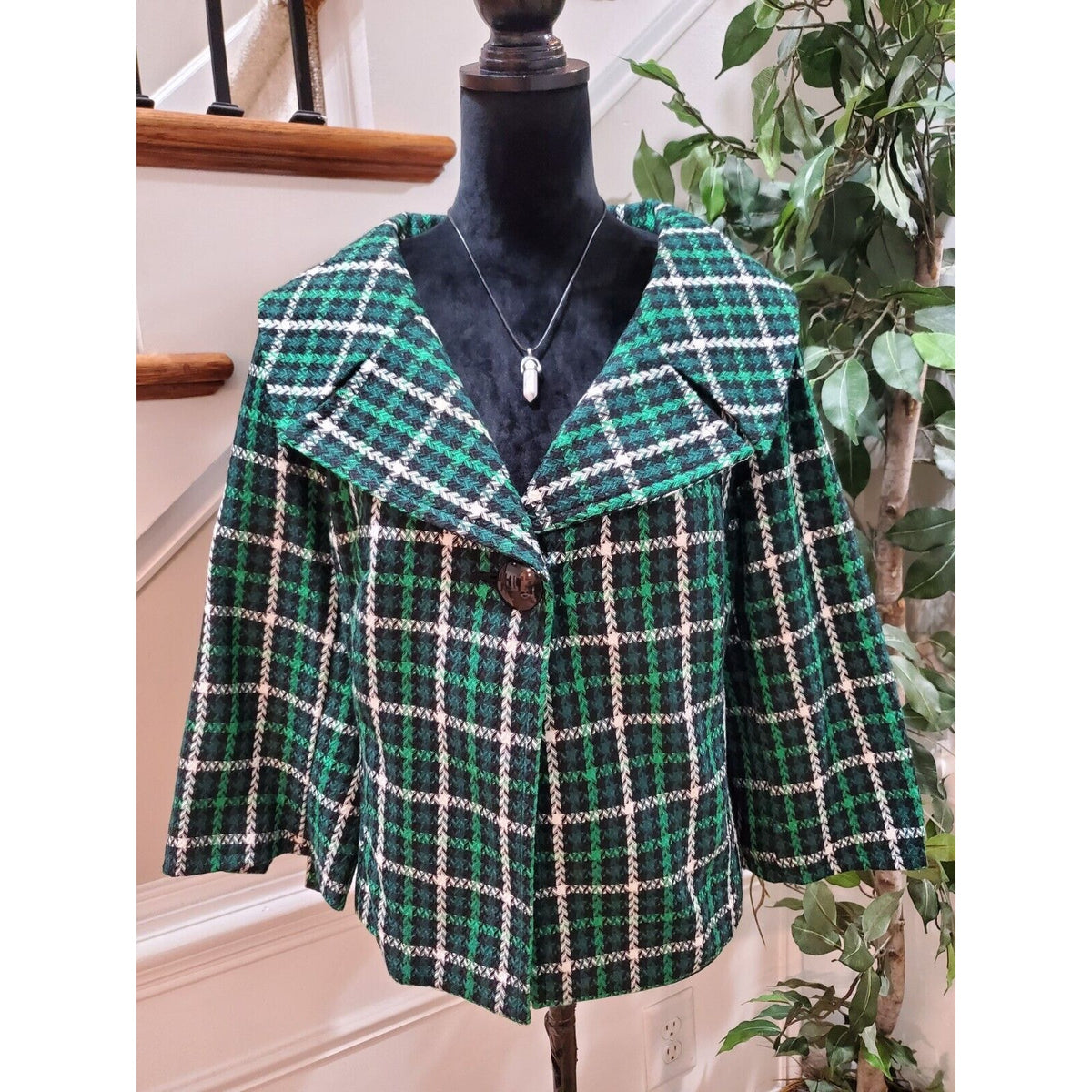 Cato Women's Green Polyester Long Sleeve Button Front Casual Jacket Blazer 18W