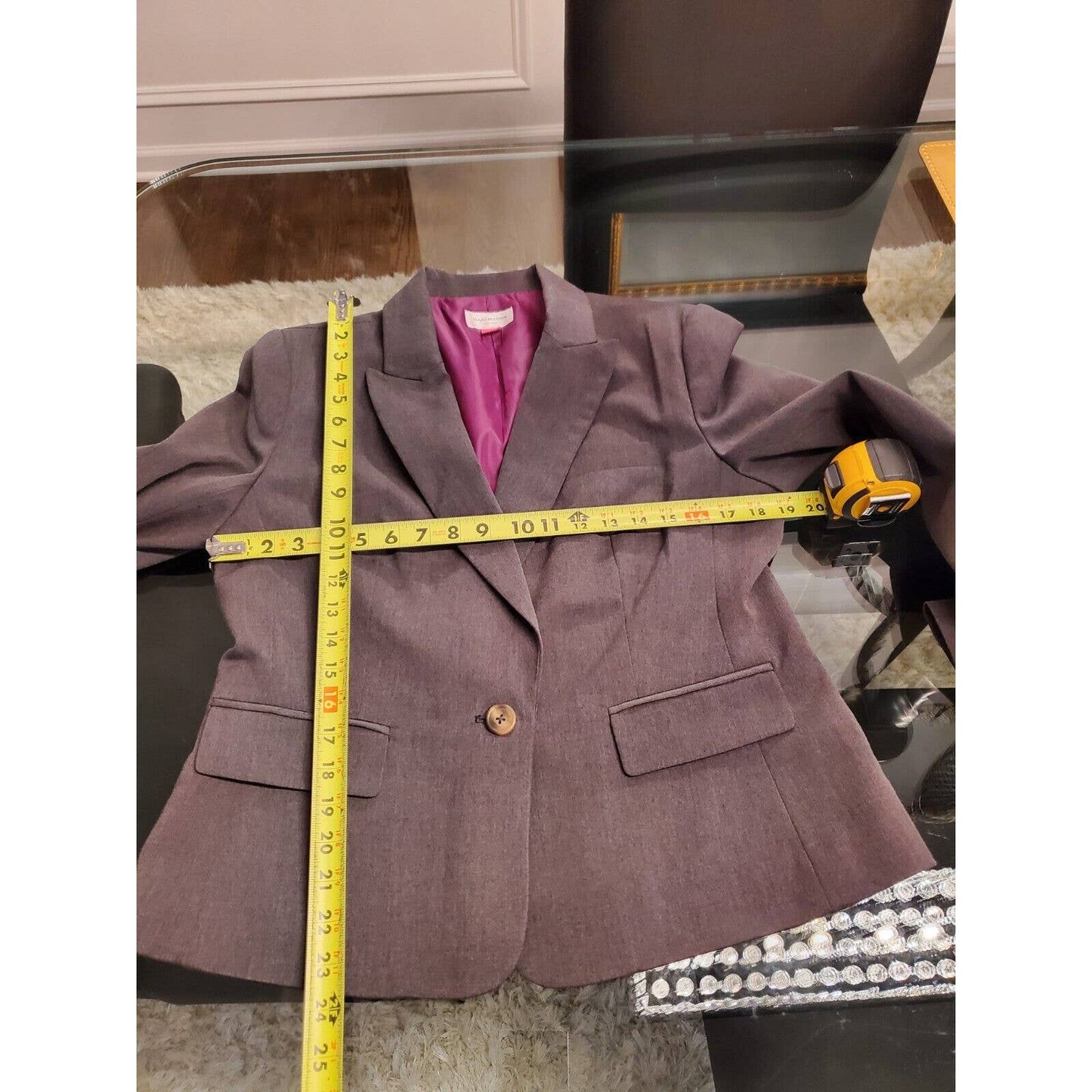 Isaac Mizrahi Women's Gray Polyester Single Breasted Jacket & Skirt 2 Pcs Suit L