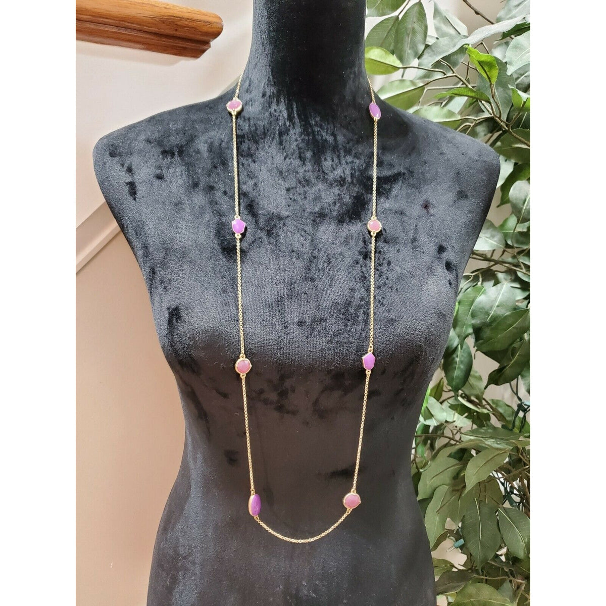 Women's Single Strand Necklace with Pink Stone