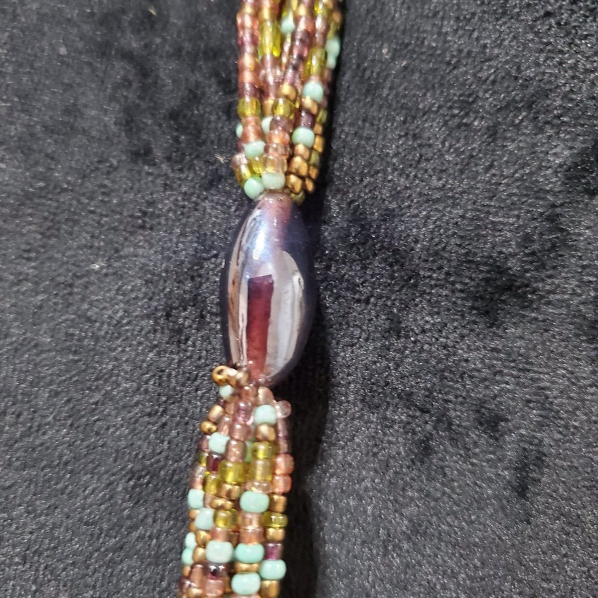 Women's Brown & Blue Multilayer Round Beaded Jewelry Necklace