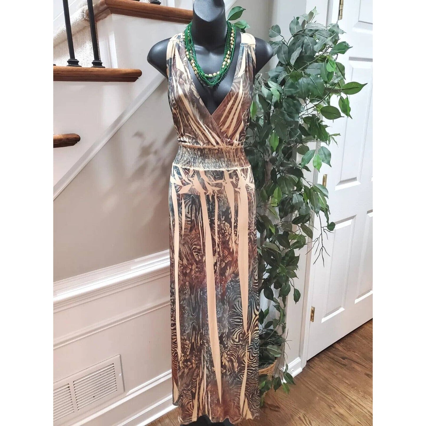 Fresh of La Women Multicolor Polyester V-Neck Sleeveless Long Maxi Dress Size 2X