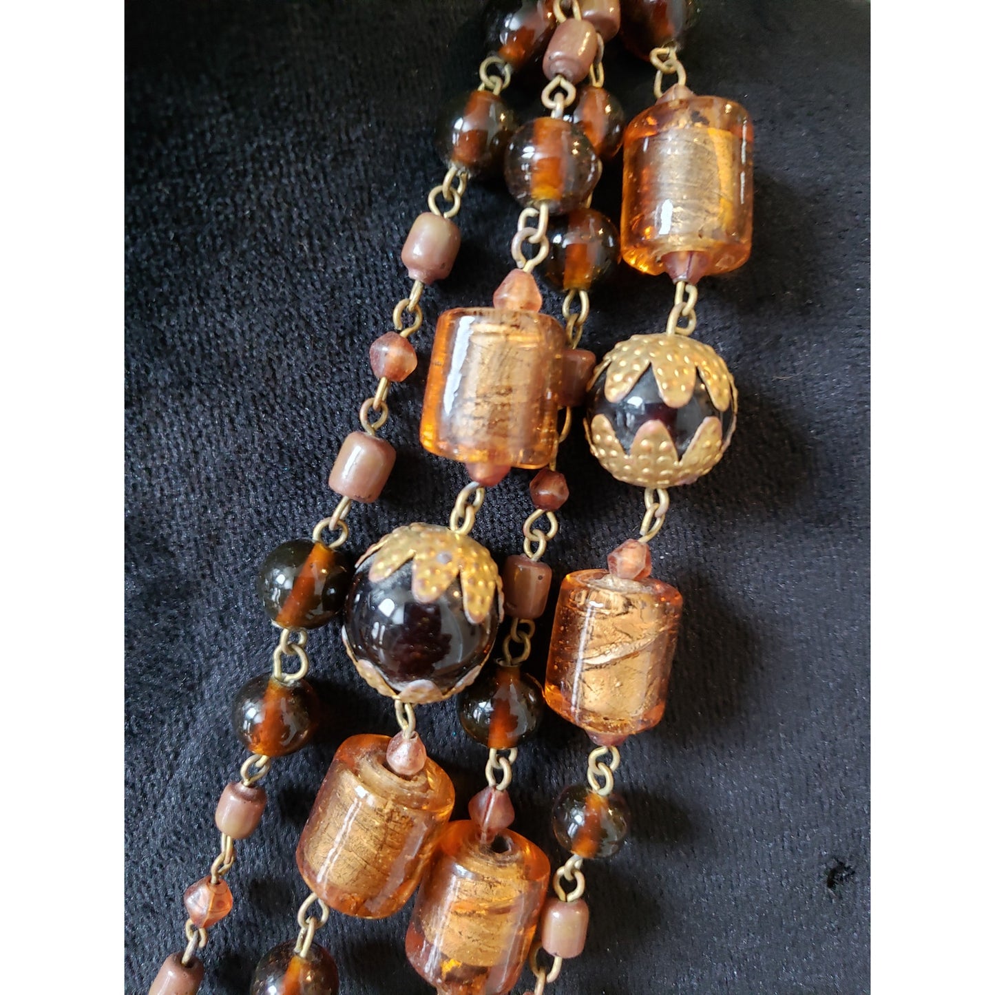 Women Multi-Strand Glass Beaded Necklace Vintage Boho Layered Statement Jewelry