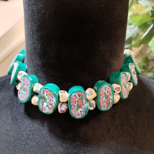 Women Fashion Multi Jade Table Cut Oval Beads Choker Necklace with Lobster Clasp