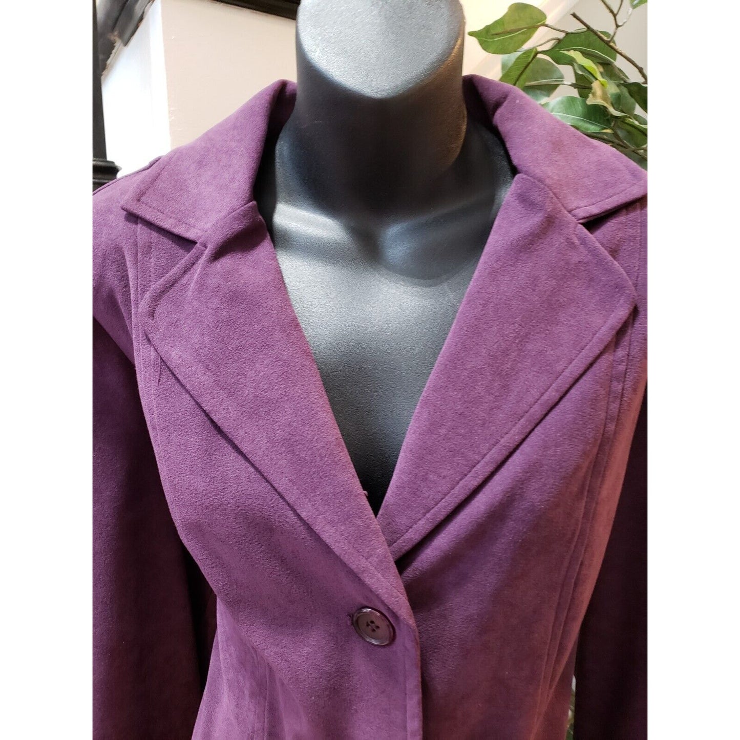 Harve Benard Women's Purple Solid Long Sleeve Blazer & Skirt 2 Piece Suit Large